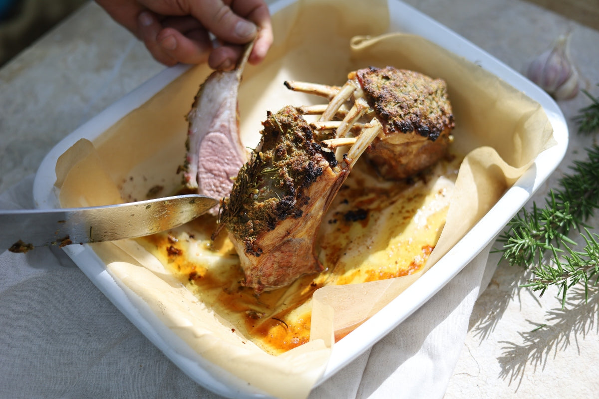 Garlic Crusted Roast Rack of Lamb - How to cook a lamb rack