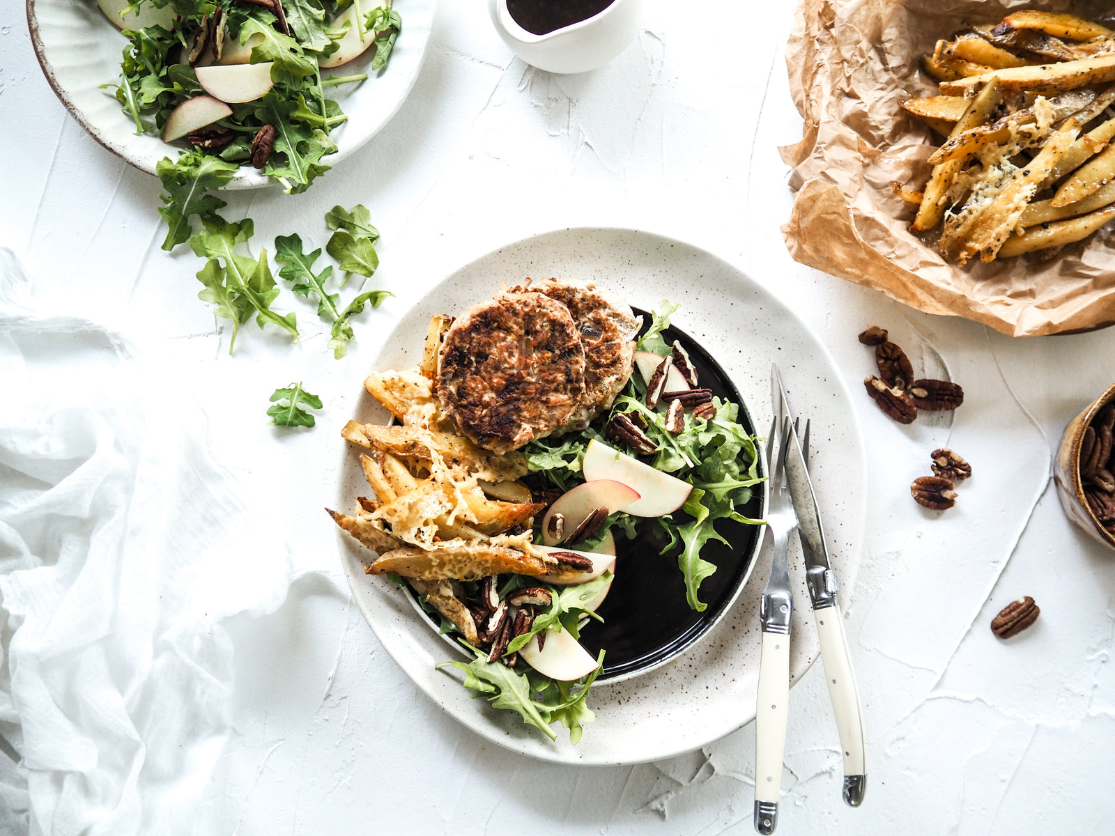 Pork & Sage Rissoles with Parmesan Fries